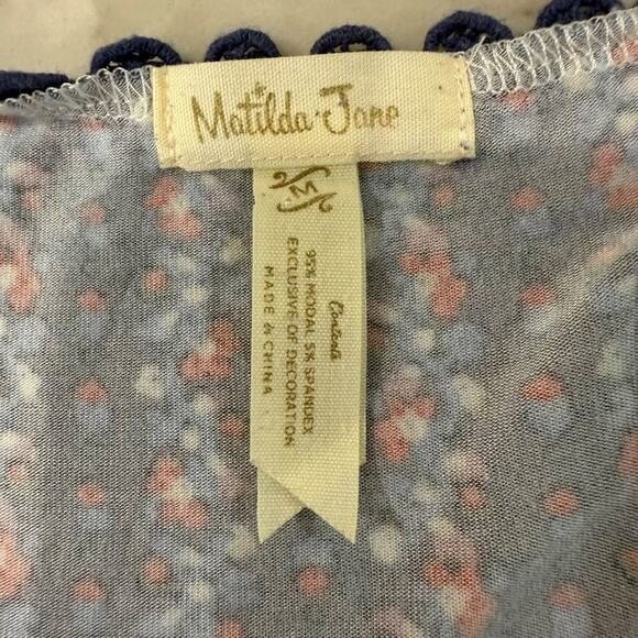 Matilda Jane Beyond The Horizon Floral Tunic Tank Top Womens Medium Blue Cottage - Picture 4 of 8